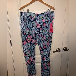 Lilly Pulitzer Corso Golf Pant 16 NWT Pineapple Paradise Paradise Navy Blue UPF